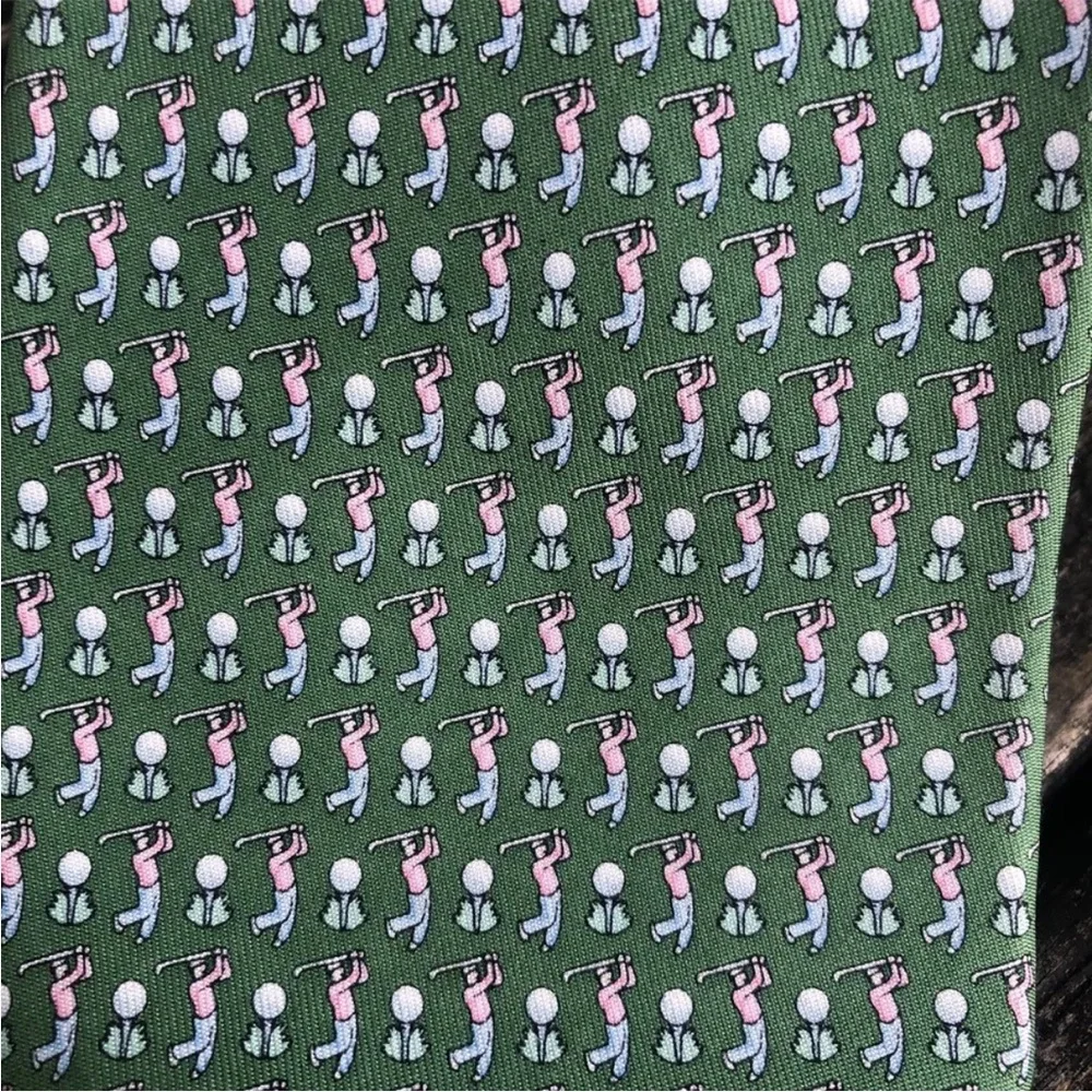 Vineyard Vines Golfer Tie Dress Green Pink Blue White Mens Golf Golfing Necktie